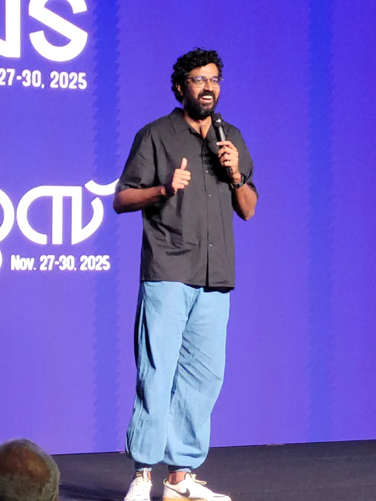 Azeem Banatwalla performing stand-up comedy at Manorama Hortus Kochi