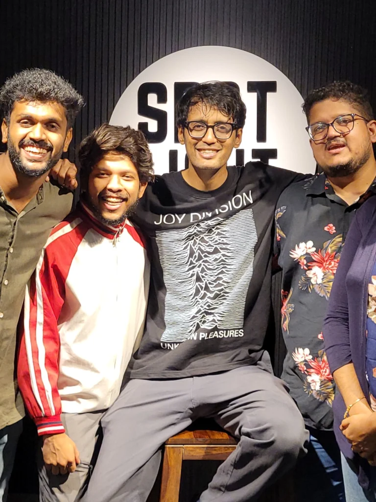 Shamik Chakrabarti with Comedy Lounge team at Spotlight Socials Kochi