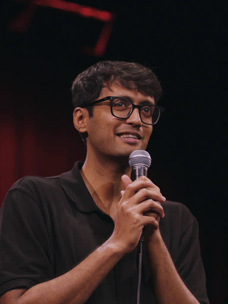 Shamik Chakrabarti performing his Despite Appearances stand-up special